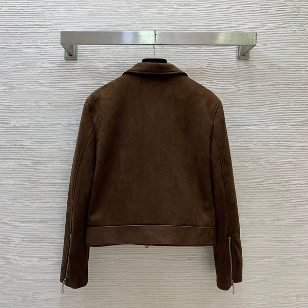LV Biker Jacket Dark Brown Suede 425733