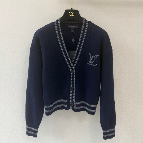 LV Cropped Cardigan Midnight Navy Blue Wool 424770