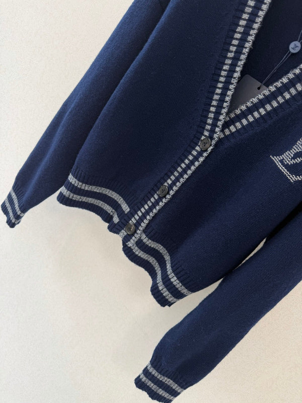 LV Cropped Cardigan Midnight Navy Blue Wool 424770