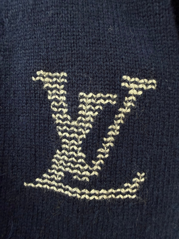 LV Cropped Cardigan Midnight Navy Blue Wool 424770