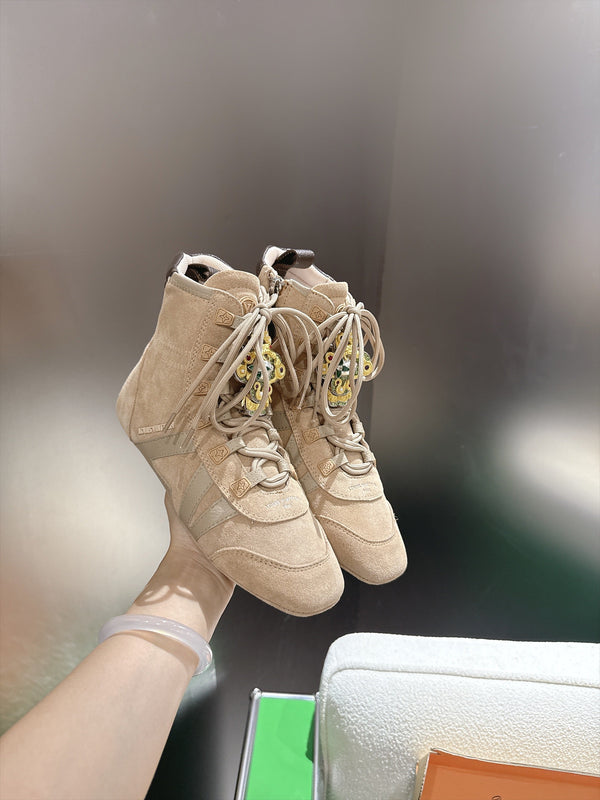 LV Sneakerina Ankle Boots Beige Suede Leather 999363
