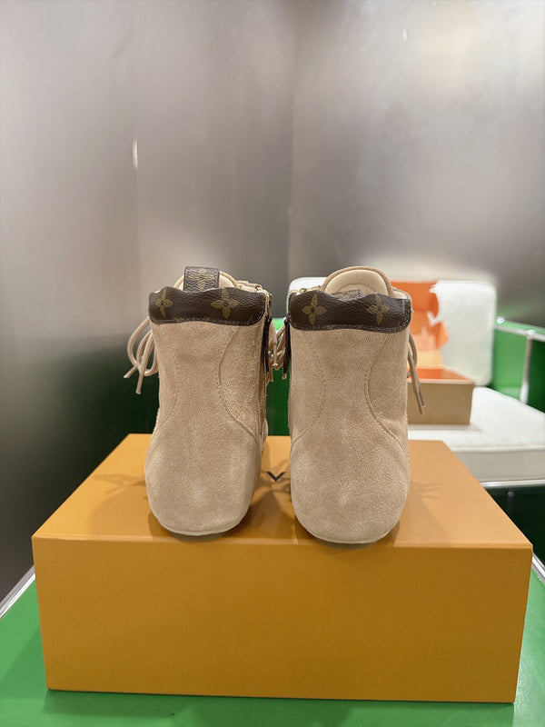 LV Sneakerina Ankle Boots Beige Suede Leather 999363