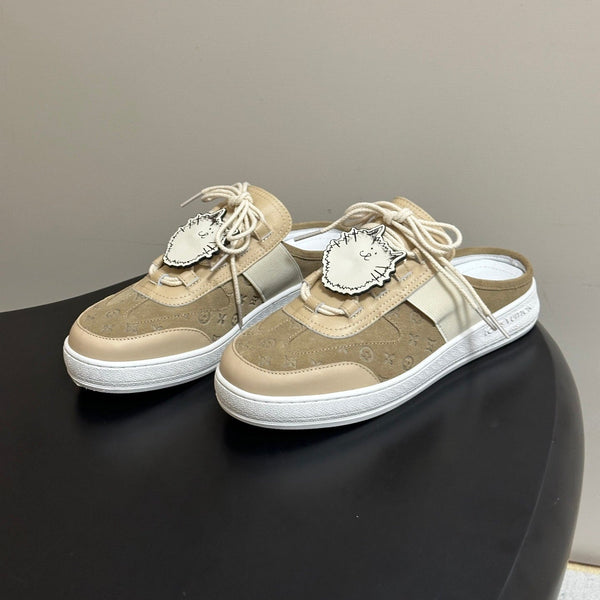 LV Lous Open-Back Sneaker Mules Beige Suede 993614