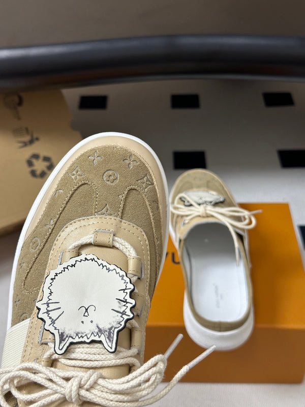LV Lous Open-Back Sneaker Mules Beige Suede 993614