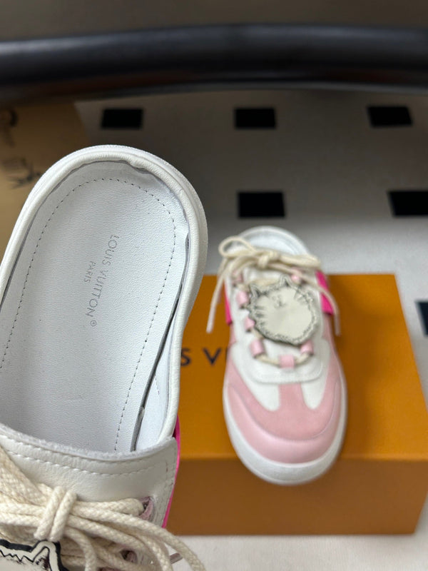 LV Lous Open-Back Sneaker Mules Pink Suede 993613