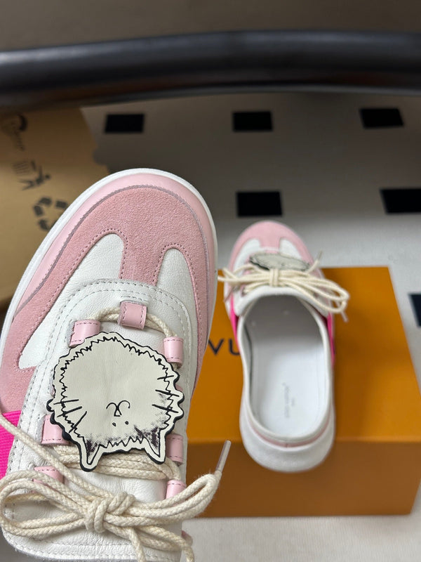 LV Lous Open-Back Sneaker Mules Pink Suede 993613