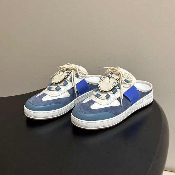 LV Lous Open-Back Sneaker Mules Blue Suede 993612
