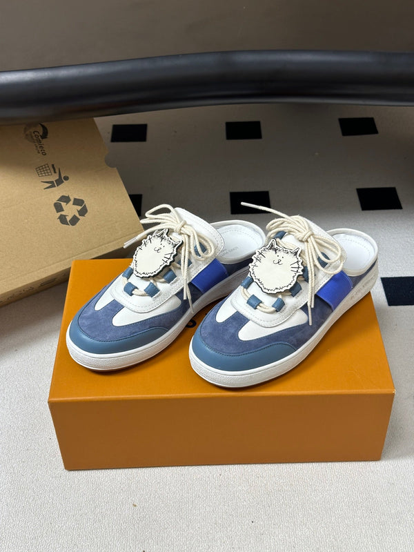 LV Lous Open-Back Sneaker Mules Blue Suede 993612
