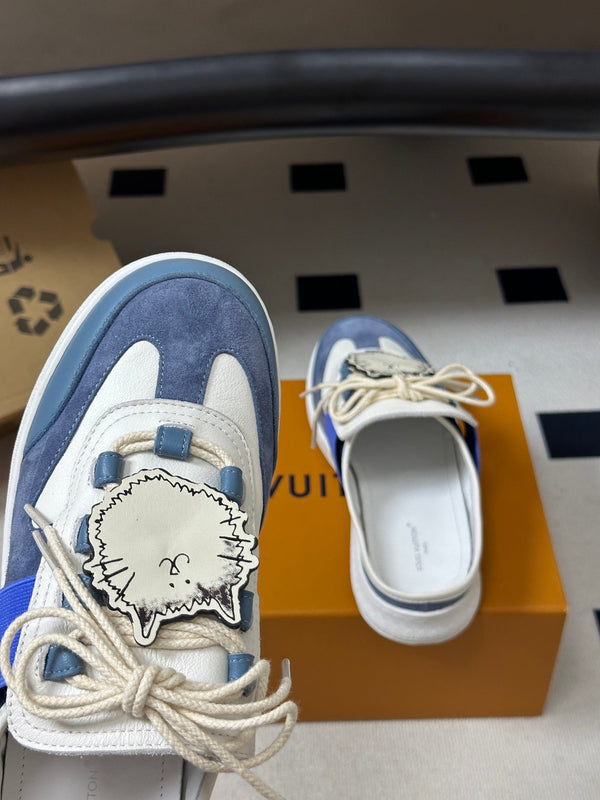 LV Lous Open-Back Sneaker Mules Blue Suede 993612