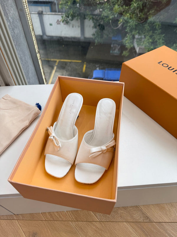 LV Cube Mules Bow White Satin 993696