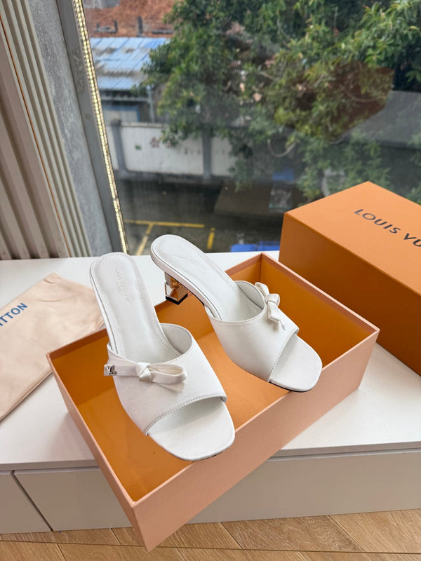 LV Cube Mules Bow White Satin 993696