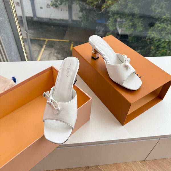 LV Cube Mules Bow White Satin 993696