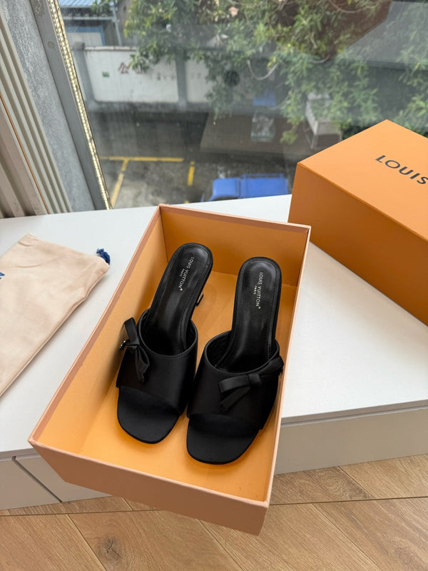 LV Cube Mules Bow Black Satin 993693