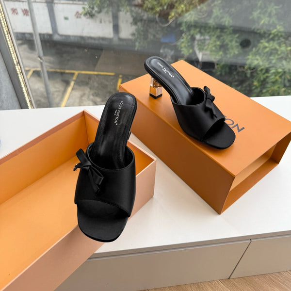 LV Cube Mules Bow Black Satin 993693