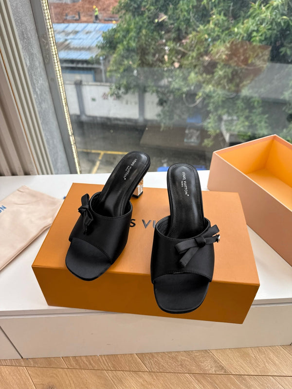 LV Cube Mules Bow Black Satin 993693