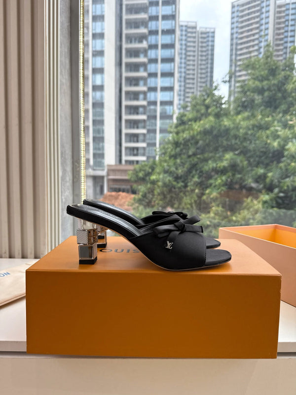 LV Cube Mules Bow Black Satin 993693