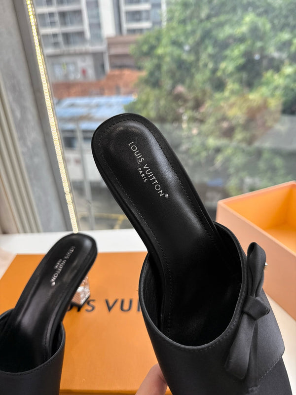 LV Cube Mules Bow Black Satin 993693