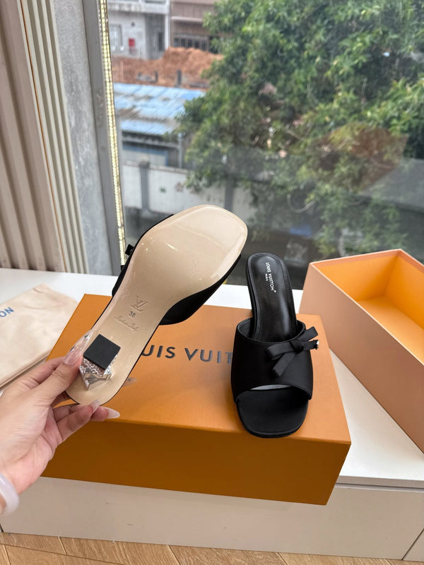 LV Cube Mules Bow Black Satin 993693