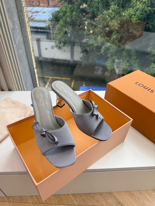 LV Cube Mules Bow Grey Satin 993692