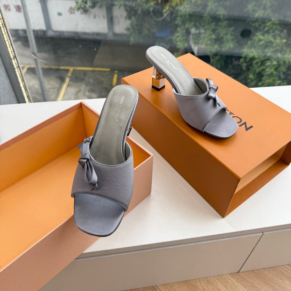 LV Cube Mules Bow Grey Satin 993692