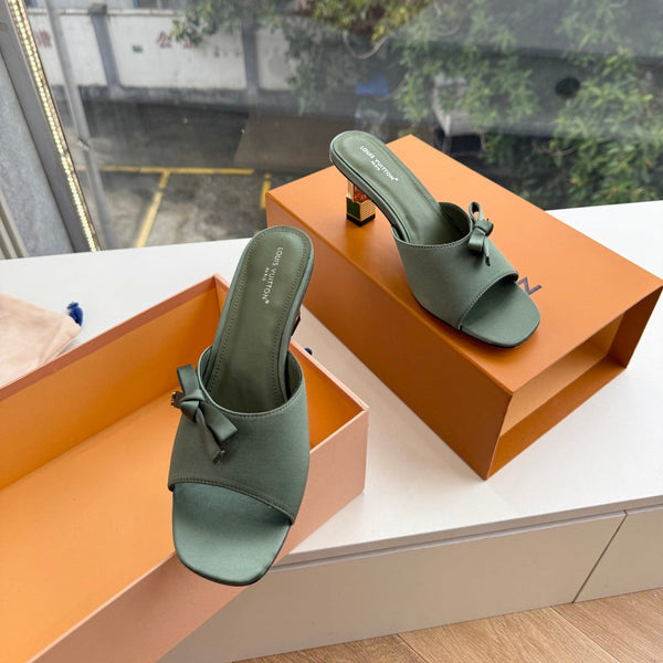 LV Cube Mules Bow Green Satin 993691