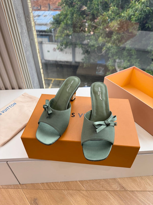 LV Cube Mules Bow Green Satin 993691