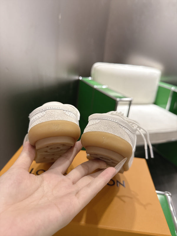 LV Sneakerina Ballerina Flats Cream Mesh Suede 999359