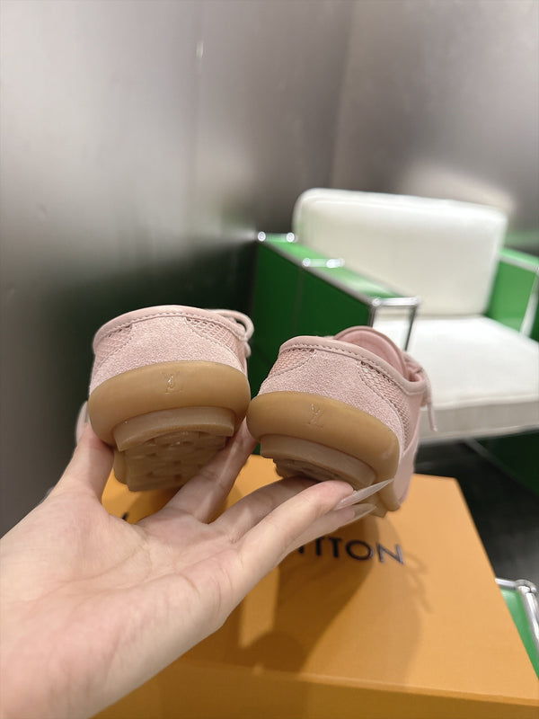 LV Sneakerina Ballerina Flats Pink Mesh Suede 999358