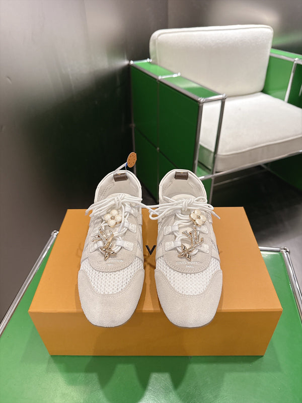 LV Sneakerina Sneaker Cream Mesh Suede 999355
