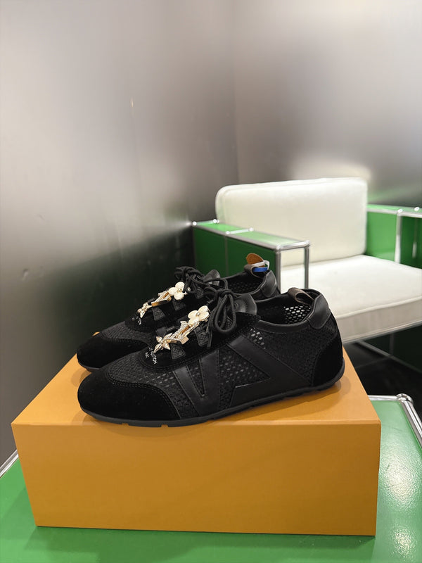 LV Sneakerina Sneaker Black Mesh Suede 999354