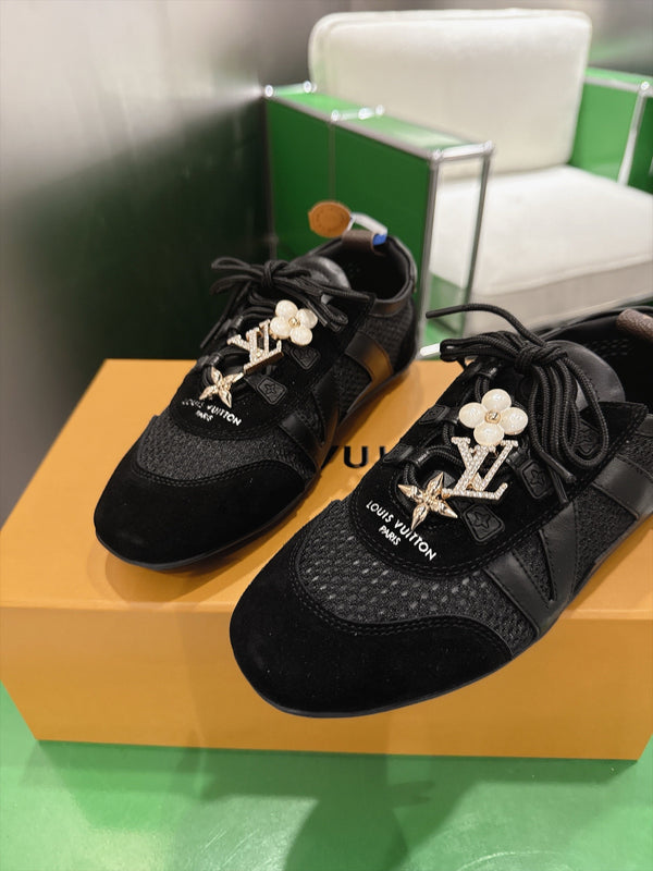 LV Sneakerina Sneaker Black Mesh Suede 999354