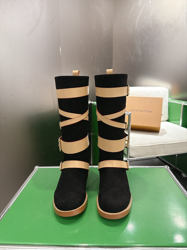 LV Amiral Flat Boots Black Suede 999315