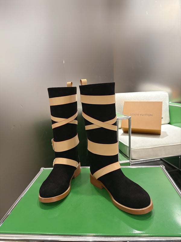 LV Amiral Flat Boots Black Suede 999315