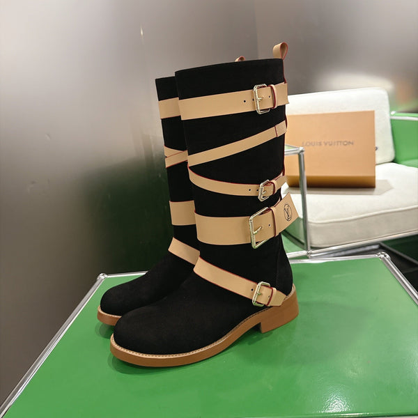 LV Amiral Flat Boots Black Suede 999315
