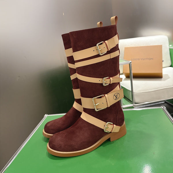 LV Amiral Flat Boots Brown Suede 999314