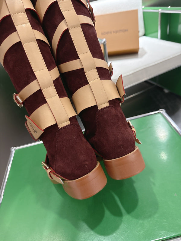 LV Amiral Flat Boots Brown Suede 999314