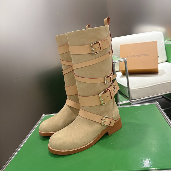 LV Amiral Flat Boots Beige Suede 999312