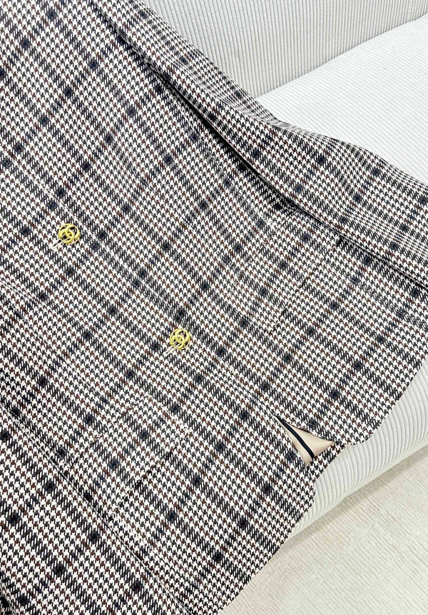 CC Houndstooth Tweed Jacket Black White Polyester 426212