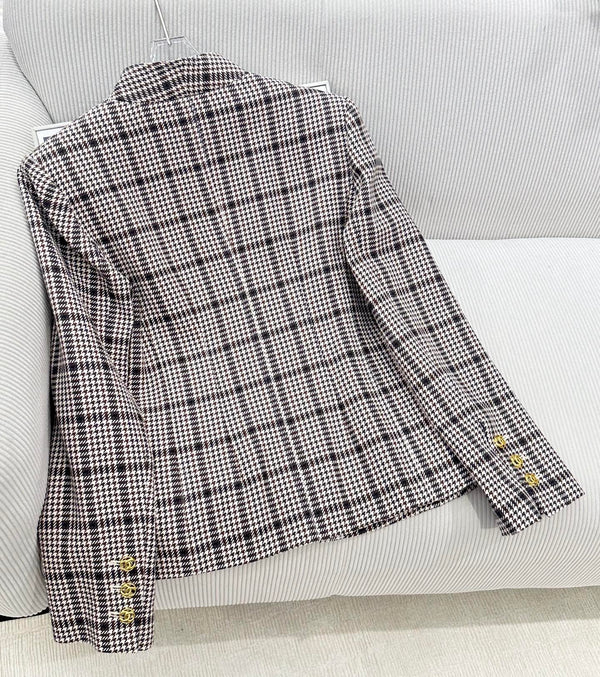 CC Houndstooth Tweed Jacket Black White Polyester 426212