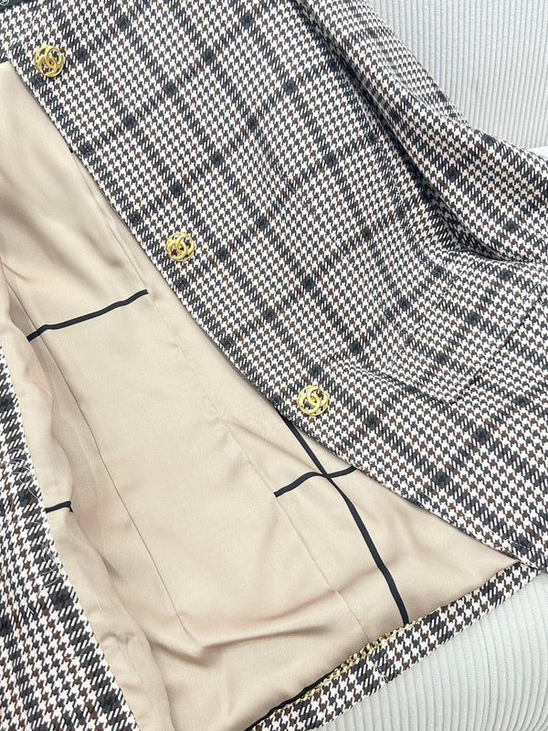 CC Houndstooth Tweed Jacket Black White Polyester 426212
