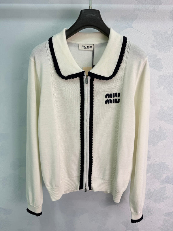Miu Knit Zip-Up Cardigan Wool 426087