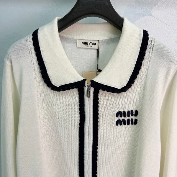 Miu Knit Zip-Up Cardigan Wool 426087