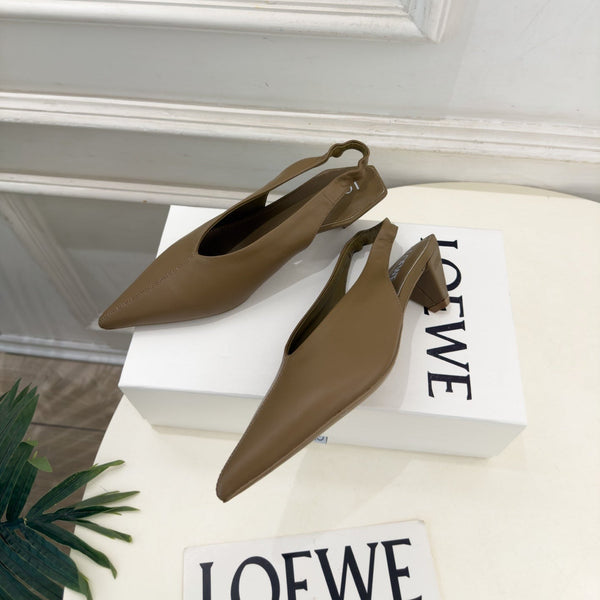 LW 26S Origami Slingback Pumps 4.5cm Dark Brown Leather 111586