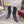 GG 26S Ankle Boots 10.5cm Horsebit Canvas Sand Dark Blue Leather Toe Cap 141300