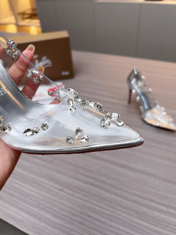 CL 26S Degraqueen Pumps 10.5cm Crystal Silver PVC 140668