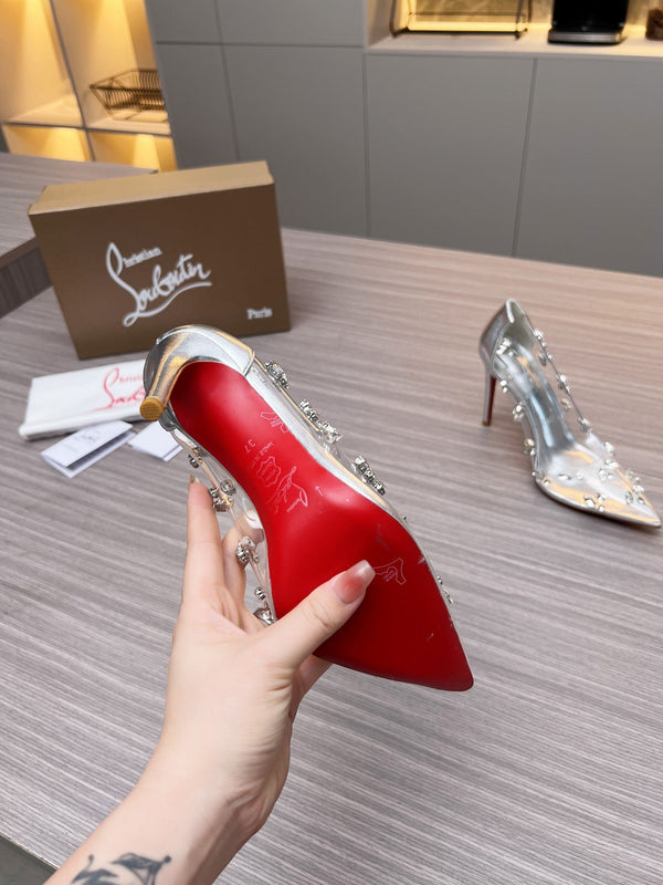 CL 26S Degraqueen Pumps 10.5cm Crystal Silver PVC 140668