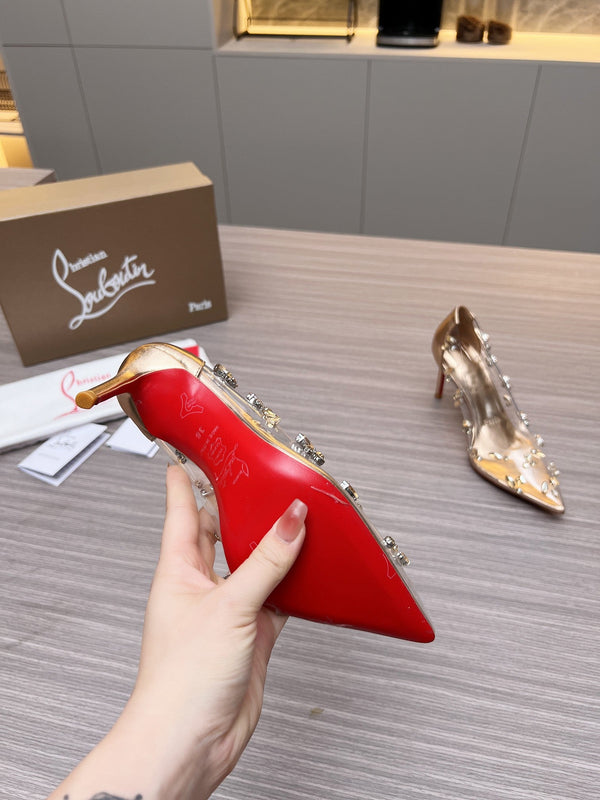 CL 26S Degraqueen Pumps 8.5cm Crystal Gold PVC 140667