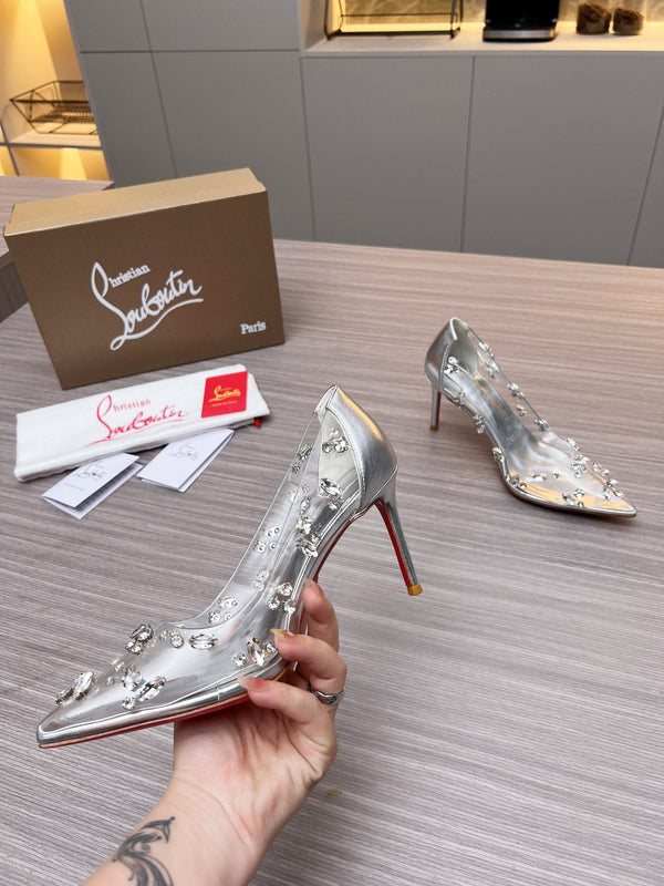 CL 26S Degraqueen Pumps 8.5cm Crystal Silver PVC 140666