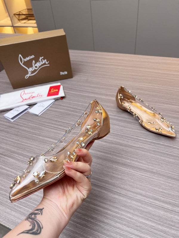 CL 26S Degraqueen Ballet Flats Crystal Gold PVC 140665