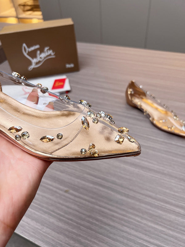 CL 26S Degraqueen Ballet Flats Crystal Gold PVC 140665